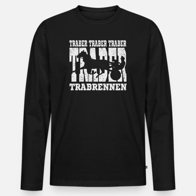 Dekoratives Traber Design - Männer Premium Bio Langarmshirt - Schwarz