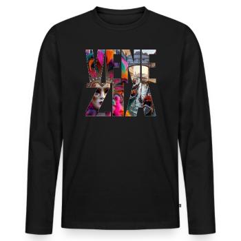 VENICE - Men's Premium Organic Long Sleeve Shirt - black - Front - Nico (187cm)