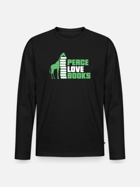 Reading Books Book Giraffe - Men's Premium Organic Long Sleeve Shirt - black