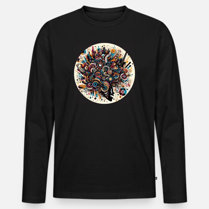Abstrakte Musikexplosion im Afro-Stil - Männer Premium Bio Langarmshirt - Schwarz