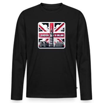 Londres vous appelle - T-shirt manches longues Premium bio Homme - noir - Devant - Nico (187cm)