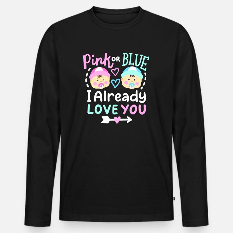 Pink oder Blau Gender-Reveal-Party - Männer Premium Bio Langarmshirt - Schwarz