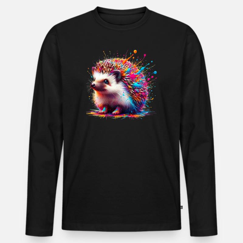 Igel - Männer Premium Bio Langarmshirt - Schwarz