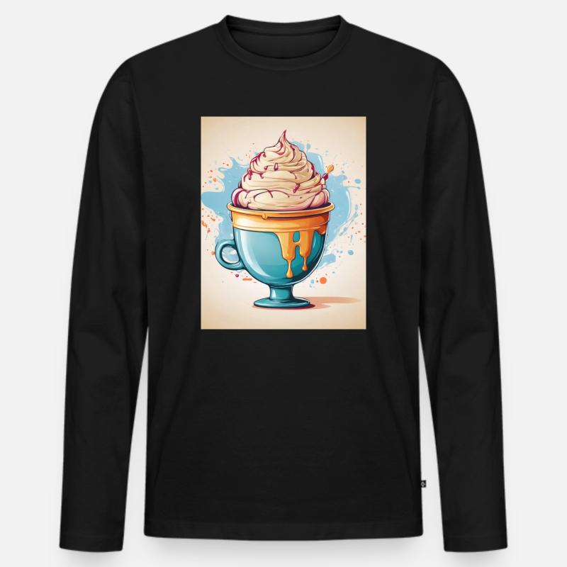 Eisbecher Sommer - Männer Premium Bio Langarmshirt - Schwarz