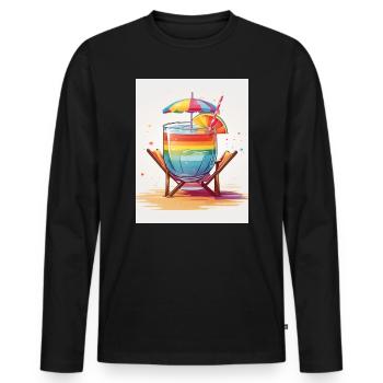 Rainbow Cocktail - Men's Premium Organic Long Sleeve Shirt - black - Front - Nico (187cm)