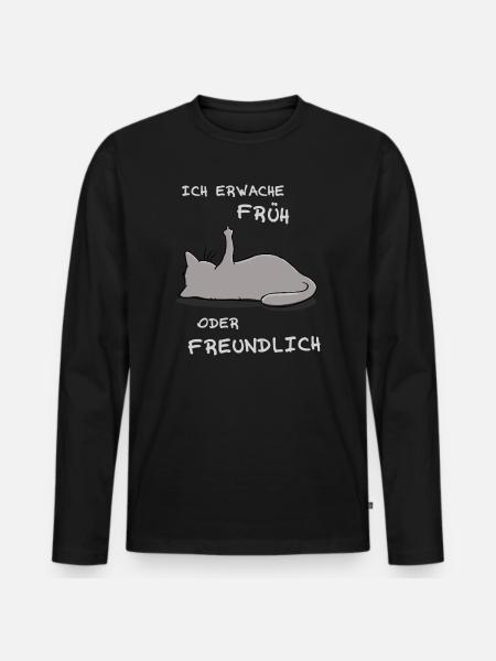 Ich erwache früh oder freundlich - Männer Premium Bio Langarmshirt - Schwarz