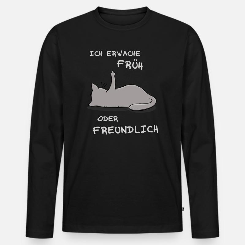Ich erwache früh oder freundlich - Männer Premium Bio Langarmshirt - Schwarz