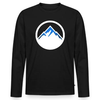 Mountains logo white - Men's Premium Organic Long Sleeve Shirt - black - Front - Nico (187cm)