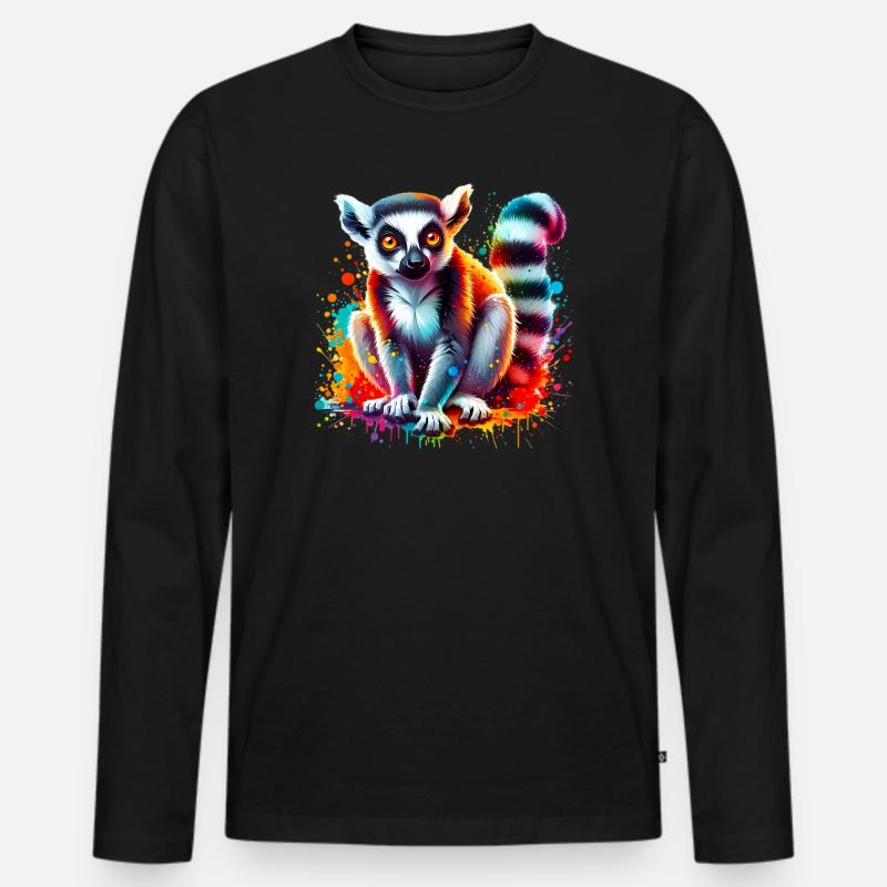 Lemur - Männer Premium Bio Langarmshirt - Schwarz