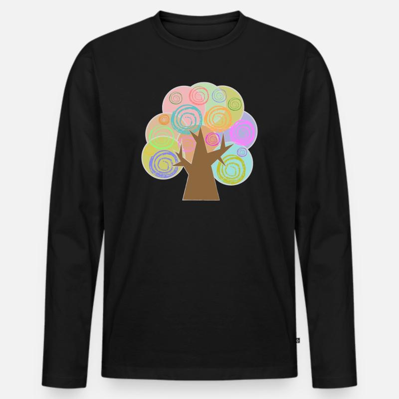 Baum Minimalistisch - Männer Premium Bio Langarmshirt - Schwarz