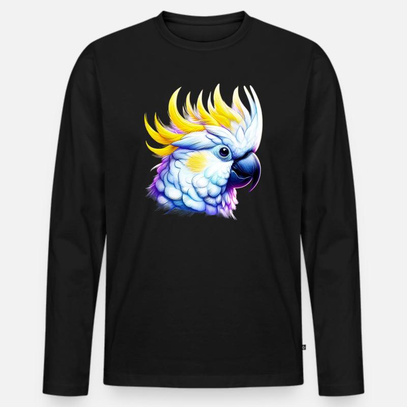 Papagei Kakadu - Männer Premium Bio Langarmshirt - Schwarz