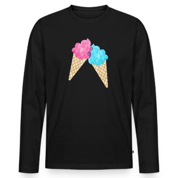 Eis Paar Duo Sommer Eisdiele cool Sommer zwei Fan - Männer Premium Bio Langarmshirt - Schwarz - Vorne - Nico (187cm)