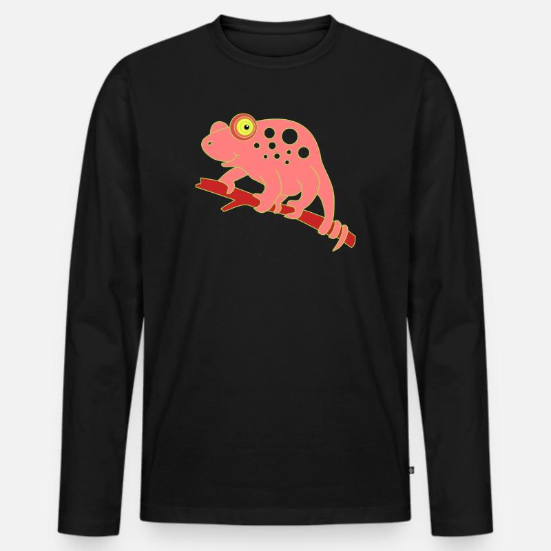 Chamaeleon tier - Männer Premium Bio Langarmshirt - Schwarz
