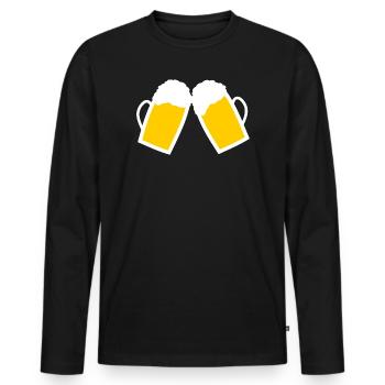 Beer Beer Glasses Father's Day Gift Dad - Men's Premium Organic Long Sleeve Shirt - black - Front - Nico (187cm)