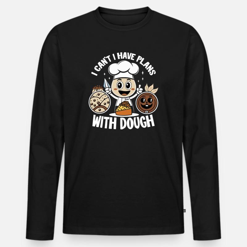 Kuchenchef Mit Teigfreude - Männer Premium Bio Langarmshirt - Schwarz