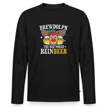 brewdolph the red nosed reinbeer - Männer Premium Bio Langarmshirt - Schwarz - Vorne - Nico (187cm)