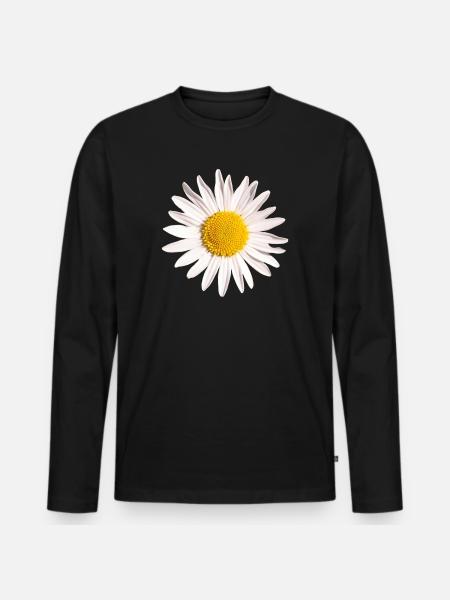 Gänseblümchen - Männer Premium Bio Langarmshirt - Schwarz