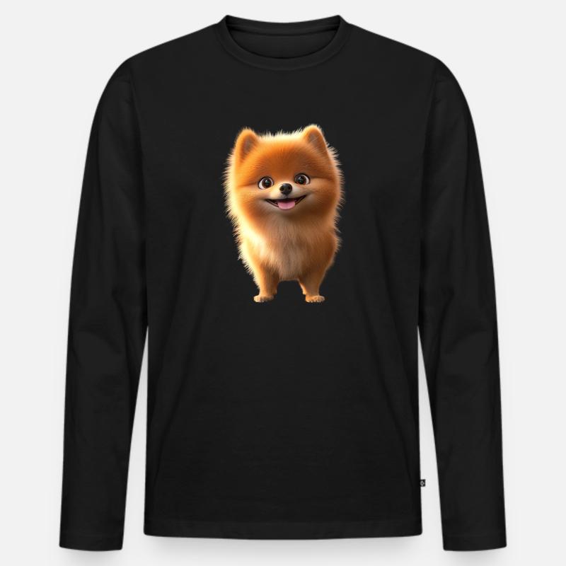 Zwergspitz Pommeraner Pom Süßer Deutscher Spitz - Männer Premium Bio Langarmshirt - Schwarz