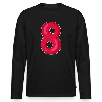 Numéro 8 Huitième Numéro Rouge Noir - T-shirt manches longues Premium bio Homme - noir - Devant - Nico (187cm)