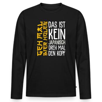 Lustiger Bierspruch Geh mal Bier holen  - Männer Premium Bio Langarmshirt - Schwarz - Vorne - Nico (187cm)