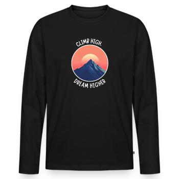 Wandern, Natur, Auszeit – Geschenk für Bergsteiger - Männer Premium Bio Langarmshirt - Schwarz - Vorne - Nico (187cm)