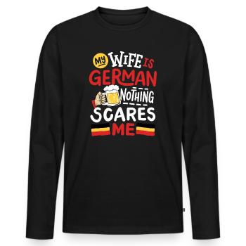 Deutsche Ehefrau Deutschland - Männer Premium Bio Langarmshirt - Schwarz - Vorne - Nico (187cm)