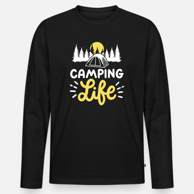 Camping Camper - Männer Premium Bio Langarmshirt - Schwarz