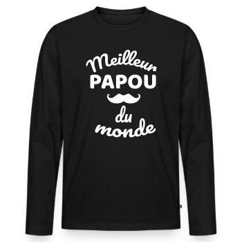 Bestes Papua der Welt - Männer Premium Bio Langarmshirt - Schwarz - Vorne - Nico (187cm)