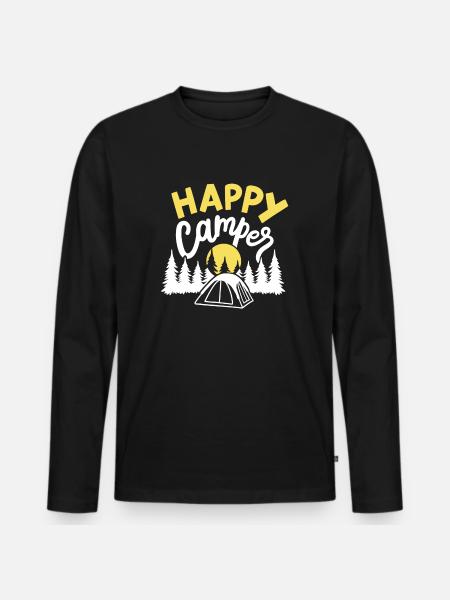 Camping Camper - Männer Premium Bio Langarmshirt - Schwarz