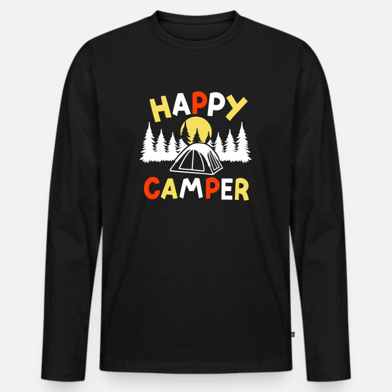 Camping Camper - Männer Premium Bio Langarmshirt - Schwarz