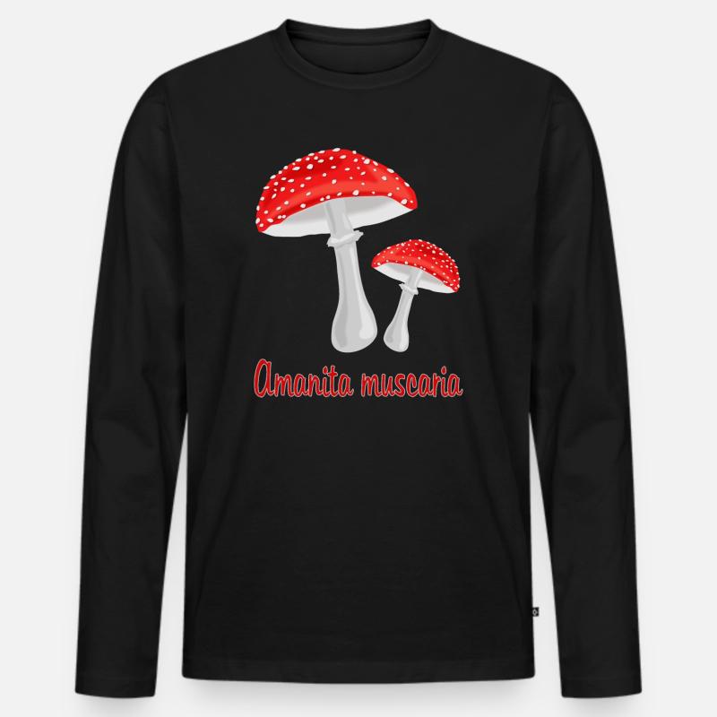 Herbst pilze - Männer Premium Bio Langarmshirt - Schwarz