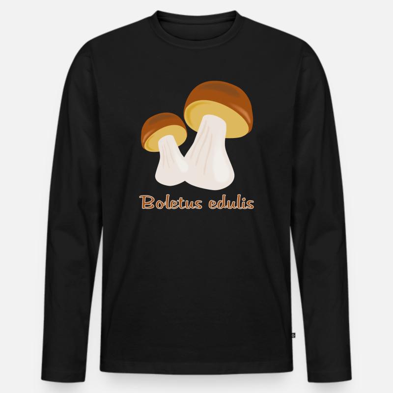 Herbst Pilze - Männer Premium Bio Langarmshirt - Schwarz