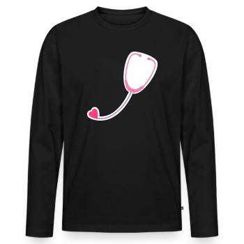 Stéthoscope coloré - T-shirt manches longues Premium bio Homme - noir - Devant - Nico (187cm)