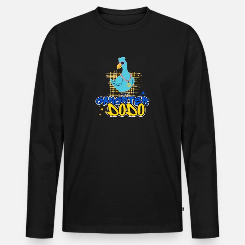 Gangster Dodo witziger Comicstil - Männer Premium Bio Langarmshirt - Schwarz
