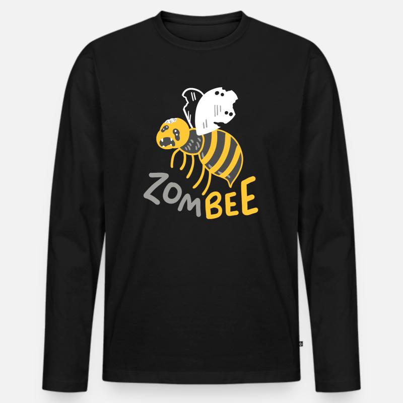 Zombie Biene Halloween - Männer Premium Bio Langarmshirt - Schwarz