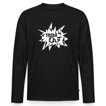 Angular Explosion Burst Text - Men's Premium Organic Long Sleeve Shirt - black - Front - Nico (187cm)