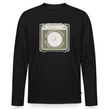 Glitch Retro Speaker Neon - Men's Premium Organic Long Sleeve Shirt - black - Front - Nico (187cm)