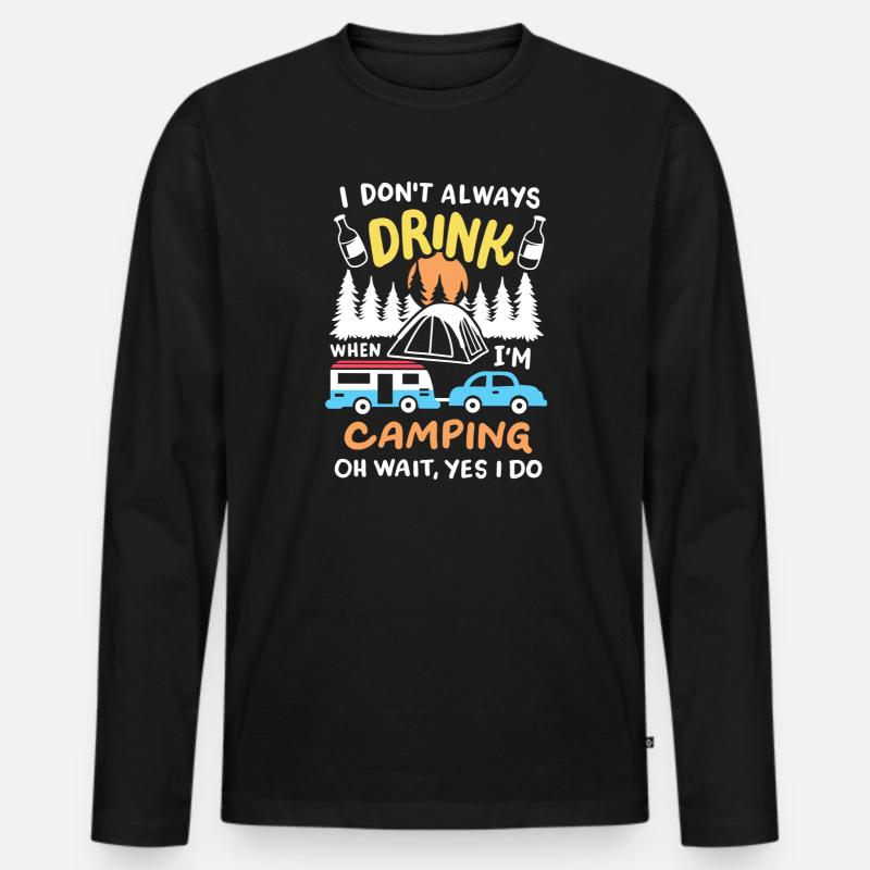 Camping Camper Trinken - Männer Premium Bio Langarmshirt - Schwarz