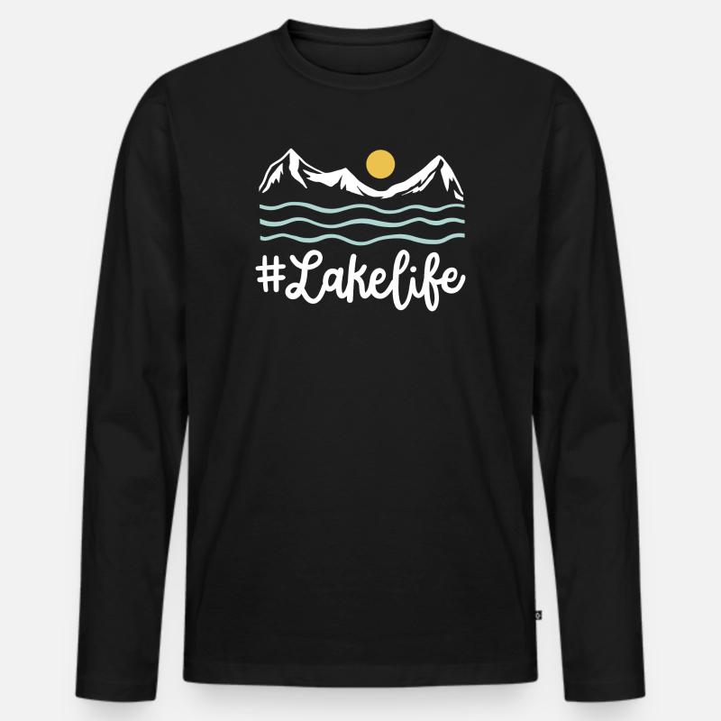 Leben am See - Männer Premium Bio Langarmshirt - Schwarz