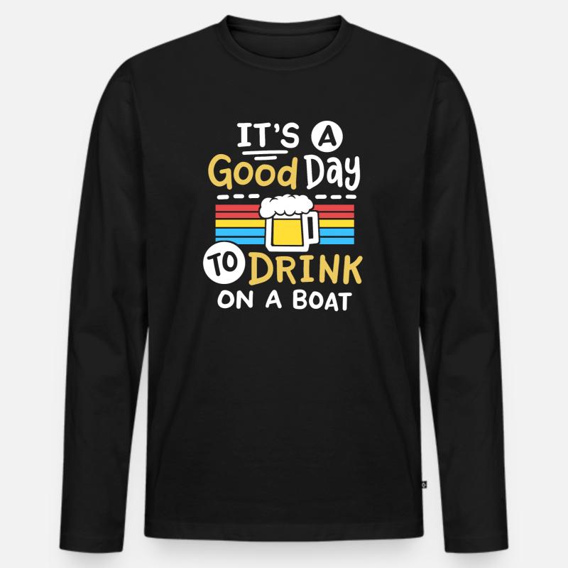 Boot Bier Trinken - Männer Premium Bio Langarmshirt - Schwarz