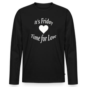 IT'S FRIDAY - Männer Premium Bio Langarmshirt - Schwarz - Vorne - Nico (187cm)