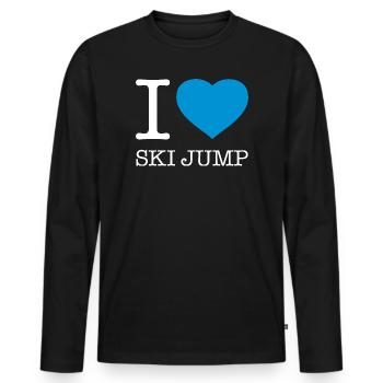 J’AIME LE SAUT À SKI Saut à ski - T-shirt manches longues Premium bio Homme - noir - Devant - Nico (187cm)