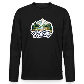 L’aventure fait appel à la conception d’illustration - T-shirt manches longues Premium bio Homme - noir - Devant - Nico (187cm)