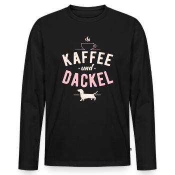 Kaffee und Dackel Hunde Spruch Dachshund Teckel - Männer Premium Bio Langarmshirt - Schwarz - Vorne - Nico (187cm)