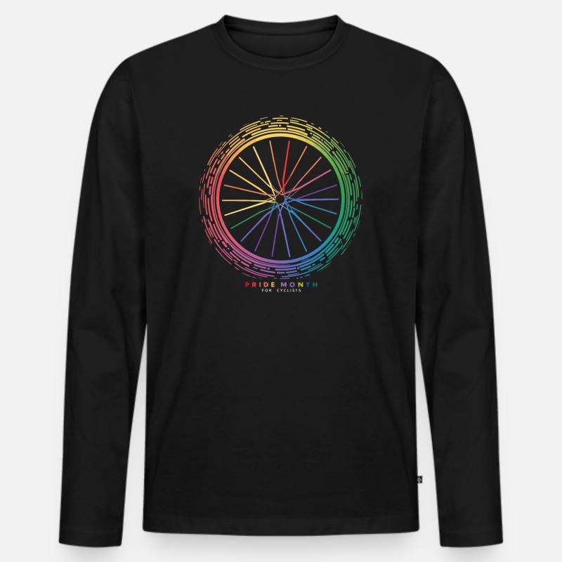 Lebendiges Regenbogen-Fahrradrad-Design - Männer Premium Bio Langarmshirt - Schwarz