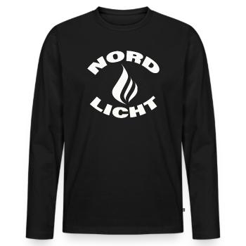 NORDLICHT - Männer Premium Bio Langarmshirt - Schwarz - Vorne - Nico (187cm)