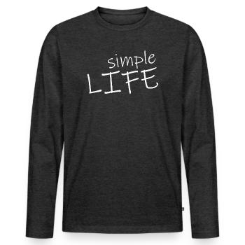 SIMPLE LIFE - Männer Premium Bio Langarmshirt - Anthrazit meliert - Vorne - Nico (187cm)