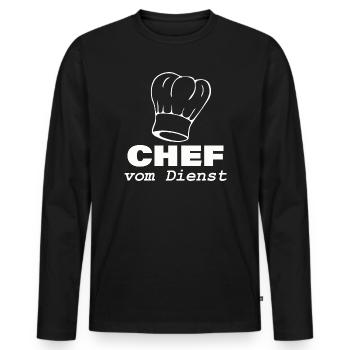 CHEF en service - T-shirt manches longues Premium bio Homme - noir - Devant - Nico (187cm)