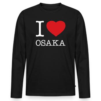 I LOVE OSAKA - Männer Premium Bio Langarmshirt - Schwarz - Vorne - Nico (187cm)