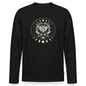 Himmlische Motten-Mandala - Männer Premium Bio Langarmshirt - Schwarz - Vorne - Nico (187cm)